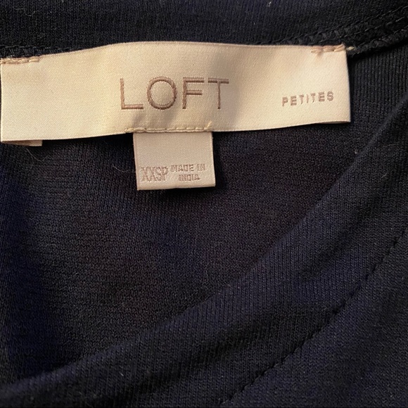 Loft navy dress with puffy sleeves and tie belt XXSP - Picture 4 of 7